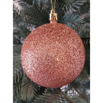 Новогодний шар "Блестки" Ø100мм розово-золотой, цена за набор 3шт